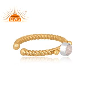 Último diseño hecho a mano 18K chapado en oro Natural Arco Iris Luna piedra preciosa oreja brazalete pendiente Demi joyería fina fabricante - Product Image 3