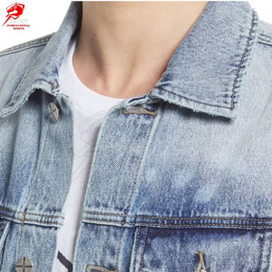 เสื้อแจ็คเก็ตยีนส์ผู้ชายสีซีดทรงปกติ ปกเสื้อพับได้ สไตล์ลำลอง ผ้าฝ้าย ติดกระดุมหน้าแบบแถวเดียว - Product Image 6