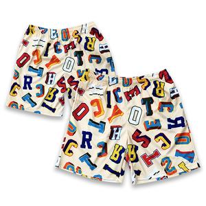 Vente en gros de shorts de basket-ball personnalisés pour hommes, nouveau design, maille tricotée par sublimation, fermeture avec cordon de serrage, imprimé vintage brodé - Product Image 1