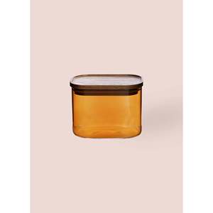 Acacia Rectangular <b>Amber</b> <b>Glass</b> Jar 500ml - Product Image 3