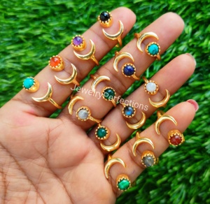 Top Selling Women's Eternity Vermeil Diamond <b>Rings</b> Sun <b>Moon</b> Gold Plated Sterling Silver Mix Gemstone Wedding Gift Purpose - Product Image 2