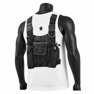Camiseta sin mangas táctica de estilo chaleco para hombre, ropa de calle personalizada, camisa sin mangas de algodón para fitness y gimnasio, ropa de moda OEM - Product Image 6
