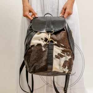 <b>Real</b> Cowhide Fur <b>Leather</b> <b>Backpack</b> Brown Hair On <b>Leather</b> <b>Backpack</b> Rucksack Multi Uses <b>Backpack</b> - Product Image 3