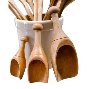 Juego de Cucharas de Cocina de Madera Hechas a Mano, Utensilios Rústicos para Servir en la Despensa, para Sal, Azúcar, Harina y Especias, Tres Tamaños - Product Image 1