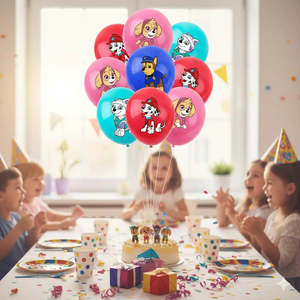 Lot 10 Pat Patrouille Disposable Party <b>Balloons</b> Happy Birthday/Macaron Style for Mother's Day Graduation Chinese New Year - Product Image 2