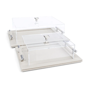 Fabuleux Design Forme Carrée Plateau De Service De Nourriture Couleur Grise Avec Couvercle En Acrylique Plateau De Service Conception Gravée À Un Prix Abordable - Product Image 2