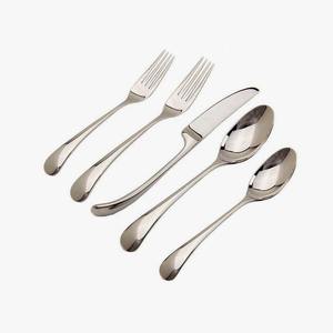 Ensemble décoratif de 5 couverts en acier inoxydable avec poignées rayées Argenterie contemporaine de style américain - Product Image 4