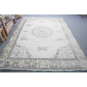 Alfombra Vintage, Alfombra Grande de 7x9.8 pies, Alfombra Blanca Ombré - Product Image 1