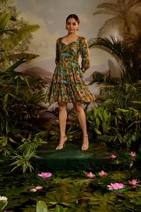 Vestido corto de algodón hecho a mano indio, vestido personalizado para novia, regalo de boda, ropa de verano, vestido con estampado floral, regalo para ella a la venta - Product Image 4