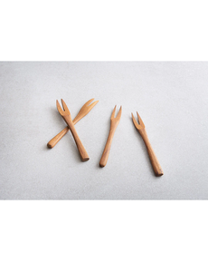 Postre Comida Púas para niños pequeños Mini juego de tenedor pequeño para niños Tenedor de fruta de bambú con diseño de logotipo personalizado - Product Image 6