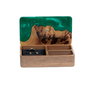 Boîte à bijoux en résine naturelle peinte à la main, écologique, couleur personnalisée, avec serrure - Décoration de mariage, boîte cadeau pour la maison - Product Image 2