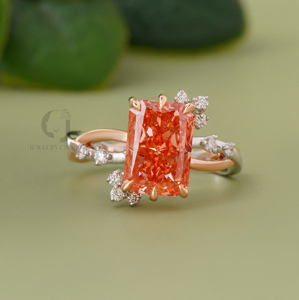 3.15ct Vivid Red Lab Grown Diamond <b>Ring</b> Radiant Cut Engagement <b>Ring</b> 14k Gold Unique Bridal <b>Statement</b> <b>Ring</b> for Women Jewelry - Product Image 1