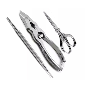 Ensemble de 3 instruments de podologie en acier inoxydable pour l'élimination des ongles des pieds, ciseaux coupe-ongles avec lame courbée pour utilisation sur les doigts - Product Image 1