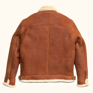 Veste en cuir d'agneau pour homme, veste de vol décontractée avec fermeture éclair, veste bomber en cuir véritable avec fourrure - Product Image 3