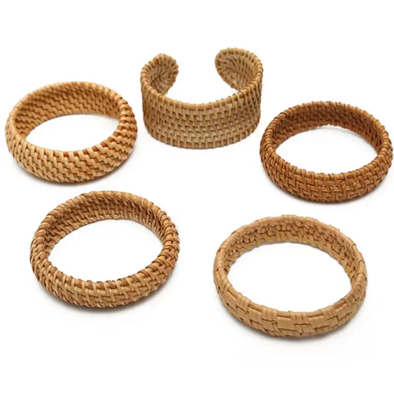 Hot Sale braided rattan bangle bracelets blanks charms findings High Quality cheap wholesale