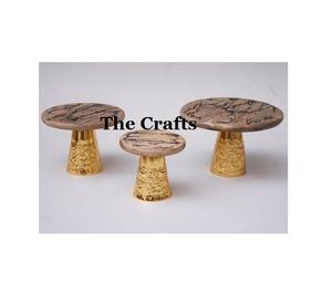 Juego de forma redonda de 3 soportes para postres de chocolate en soporte de pastel de madera con base de aluminio a precio asequible - Product Image 5