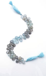 Cuentas de piedra de Aguamarina de musgo verde terroso, patrones ovalados de Chip de gota sueltos facetados para collar o pulsera, fabricación de joyas - Product Image 2