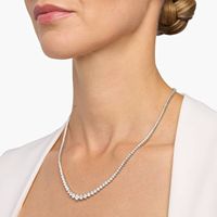 Collar de tenis de lujo con circonitas cúbicas de corte redondo, de plata de ley 925 chapada en oro blanco, con diseño degradado, joyería llamativa para boda para mujer