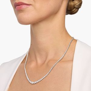 Luxury Round Cut Diamond Tennis <b>Necklace</b> for Women – 925 Sterling Silver White Gold Plated CZ Graduated <b>Statement</b> <b>Necklace</b> Weddi - Product Image 3