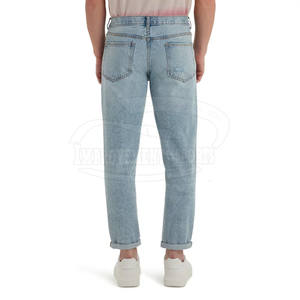 Pantalones vaqueros rectos de hombre MOQ bajo al por mayor, ropa transpirable de color sólido para lavado medio de primavera - Product Image 2