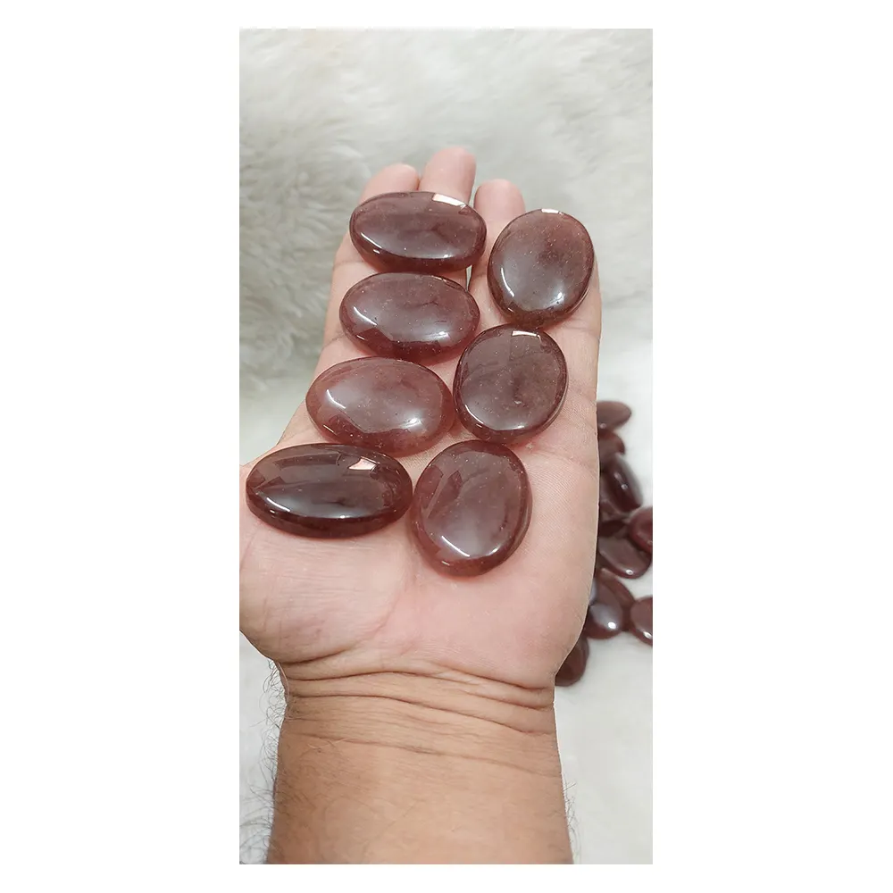 New Arrival Premium Quality Strawberry Quartz Semi-precious Gemstone Premium polished Natural Crystal Gemstone Ovals