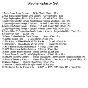 ชุดเครื่องมือผ่าตัดตาสแตนเลสสตีล คุณภาพสูง ใช้ซ้ำได้ สำหรับการผ่าตัดเปลือกตาและจมูก - Product Image 2