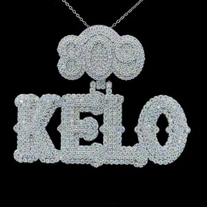 Fournisseur direct d'usine, fermoir en argent sterling 925 avec diamant moissanite VVS personnalisé, lettre Kelo, pour hommes, disponible à un prix abordable - Product Image 2