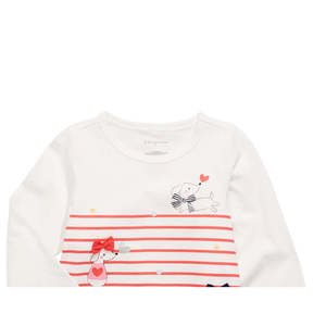 First Impressions T-shirt a maniche lunghe a righe con cani per bambina, colore bianco, taglia 18M - Product Image 2