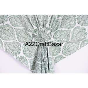 Caftán Indio para Mujer, 100% Algodón Puro, Estampado Floral a Mano, Maxi Largo, para Playa, Ropa de Dormir, Caftán Rabe con Cuello en V, Cinturón, Lavable - Product Image 3