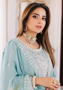 Bollywood Pakistani Handmade Salwar Kameez Indian Women's Party Wear Salwar Suit Dress with Rhinestone <b>Pleat</b> Decoration AM IMPEX - Product Image 4