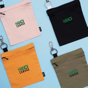 Eco-Friendly <b>Canvas</b> Makeup <b>Bag</b> with Zipper Closure Keychain Custom Printed Logo <b>Plain</b> Pattern BSCI Certified Vietnam Origin - Product Image 6
