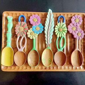 Usine du Vietnam ustensiles en bois décoratifs faits à la main cuillère en bois pour la cuisson cuillère ustensiles de cuisine ensemble d'outils de cuisson - Product Image 1
