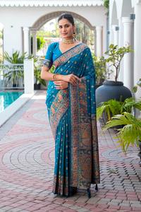 Boutique India Gracia y Sofisticación Esta Pashmina Trabaja Seda Suave Sari Tradición Fiesta de Boda y Estilo Contemporáneo Mujeres - Product Image 5