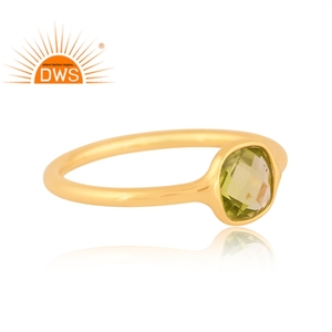 Best Quality Sterling Silver 18K Gold Plated Natural <b>Peridot</b> Gemstone Stackable <b>Ring</b> Demi Fine Jewelry Manufacturer - Product Image 3