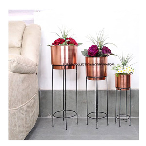 Jardinière d'intérieur décorative de luxe en métal rond avec support noir sur Offre Spéciale Top vente et haute qualité sur Offre Spéciale - Product Image 6