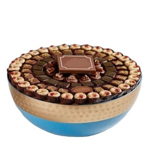 Lot de 2 bols de service à chocolat en métal doré Table ronde de qualité exclusive Dates décoratives ou autres bols de service à bonbons - Product Image 2