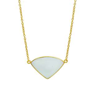 Elegante collar blanco lechoso de 16 pulgadas 15g |   Collar con Colgante de Plata 925, Chapado en Oro de 18K, para Bodas y Fiestas - Product Image 6