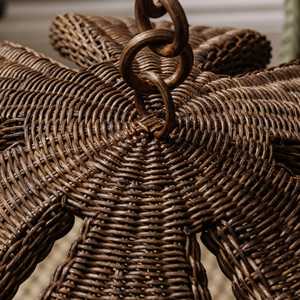 Lámpara Colgante de Ratán con Forma de Flor, Pantalla de Mimbre Hecha a Mano, Lámpara de Techo Tejida Natural, Iluminación Decorativa Estilo Boho - Product Image 4