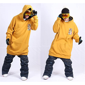 Sweat à capuche long pour homme, hiver, snowboard, ski, motif spécial, coupe oversize, épaules tombantes, personnalisable, 100% coton molletonné - Product Image 2