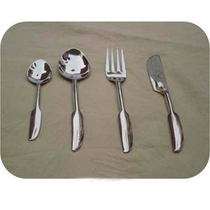 Juego de cuchillos y cucharas de acero inoxidable, Set de cubertería de grado alimenticio con mango completamente martillado, plateado - Product Image 6