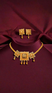 ชุดต่างหูสร้อยคอพร้อมชุดต่างหูสร้อยคอชุบทอง22K ชุดเครื่องประดับสำหรับเจ้าสาว - Product Image 3