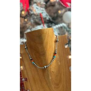 Collar de Perlas Graduadas Navajo con Múltiples Piedras y Plata de Ley, Joyería Cultural Coleccionable - Product Image 3