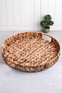 New Latest Design Handmade Water Hyacinth Serving <b>Tray</b> Wicker <b>Tray</b> for Breakfast <b>Drink</b> Coffee Plate <b>Tray</b> for Serving Fruit - Product Image 4