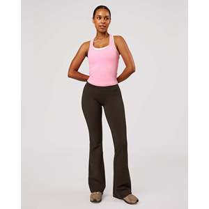 Fusion V-Contour High-Rise Flared <b>Leggings</b> with <b>Pockets</b> Breathable Knit Fabric Casual Logo Print Size XL - Product Image 6