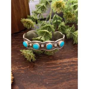 Benson Shorty Kingman Turquoise & Sterling <b>Silver</b> Fashion <b>Cuff</b> <b>Bracelet</b> - Product Image 1