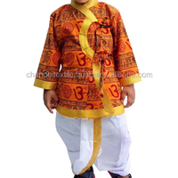 Ensemble traditionnel indien pour garçon, Kurta Dhoti imprimé Om, safran, costume Dhoti, vêtements pour enfants, bébé, robe ethnique, Kurta imprimé Om