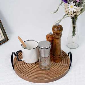 Bandeja de servicio de madera de pino Octágono rústico con asas recortadas pintadas portátiles para desayuno café aperitivos decoración del hogar Catering - Product Image 6