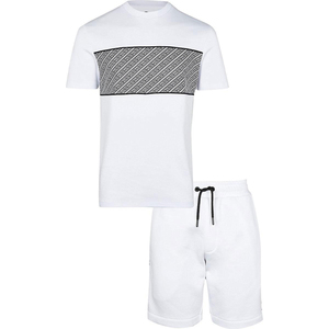 Wholesale Unisex Men's Custom Summer Casual Quick Dry Breathable <b>Knitted</b> Short Sleeve and Shorts <b>Set</b> - Product Image 5