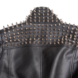 MOQ bajo Chaquetas de cuero con tachuelas y cremallera Vintage para mujer Venta caliente Diseño personalizado Chaqueta de cuero cálida para mujer - Product Image 5