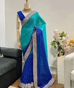 印度民族服装设计师新娘穿重绣花线和序列作品，价格最低的花式衬衫件